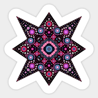 Eight-Pointed Star Mandala Pink-Blue-White Sticker